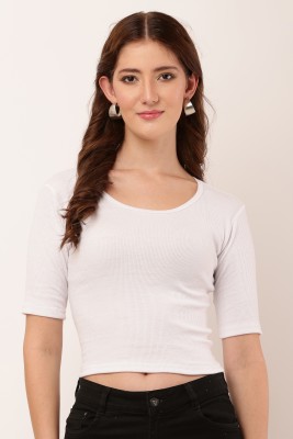 Pinkipink Casual Solid Women White Top