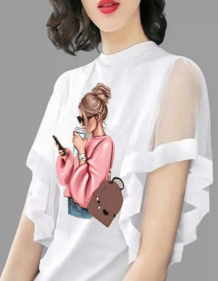 CNQFS FASHION Casual Printed Women White Top