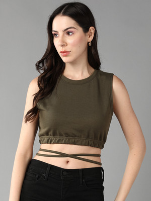 METRONAUT Casual Solid Women Dark Green Top