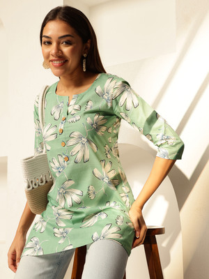 Janakdulari fashion Party Printed Women Light Blue Top