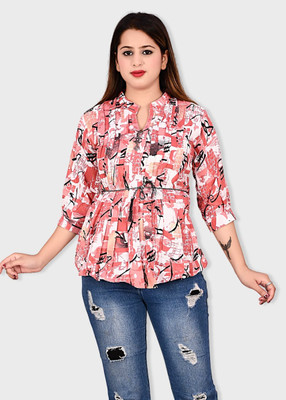 Fatima fashion Casual Printed Women Orange Top