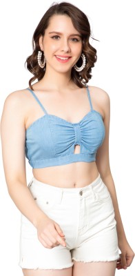 NUEVOSDAMAS Casual Solid Women Light Blue Top