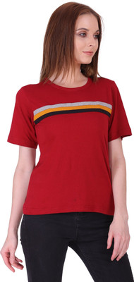 Styvibe Casual Solid Women Maroon Top