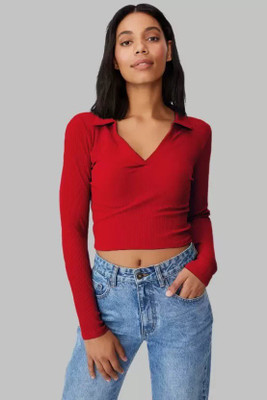 Trend For You Casual Solid Women Red Top