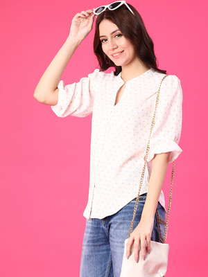 V-MART Casual Printed Women Pink Top