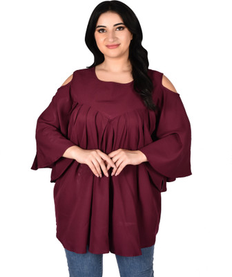 Kalakaari Casual Solid Women Maroon Top