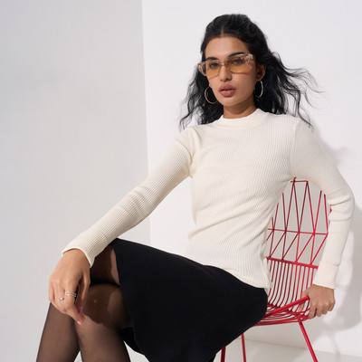SF Jeans by Pantaloons Casual Self Design Women White Top