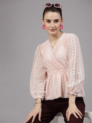 Style Quotient Casual Self Design Women Pink Top