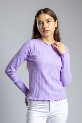 PYR8 Casual Self Design Women Purple Top