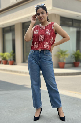 DOTSNLINES Casual Printed Women Red Top