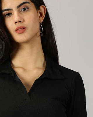 Siyara Casual Solid Women Orange Top