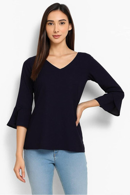 Bollyqueen Formal Solid Women Blue Top