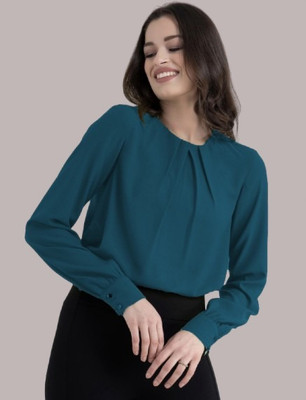 Mirana Casual Solid Women Dark Blue Top