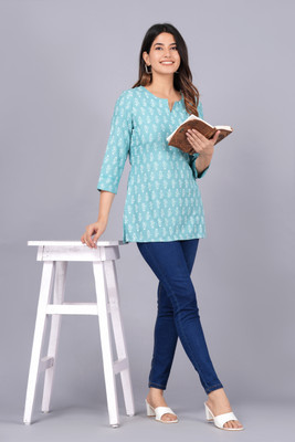 CHOISE GABBAA Casual Printed Women Light Blue, White Top