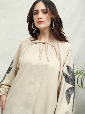 Tokyo Talkies Casual Printed Women Beige Top