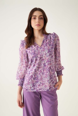 SALT ATTIRE Formal Printed Women Purple, White Top