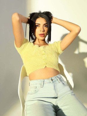 SHOWOFFFF Casual Solid Women Yellow Top