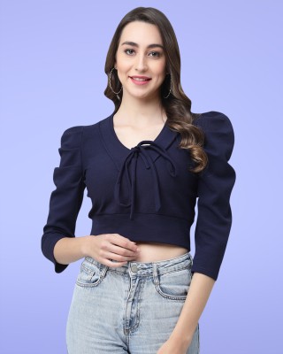 Casual Solid Women Dark Blue Top