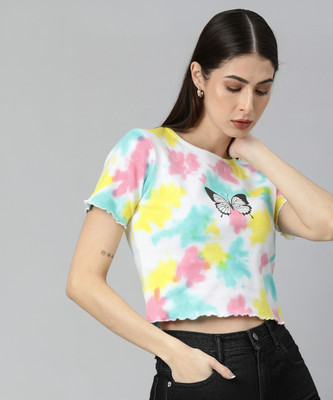 JUNEBERRY Casual Printed, Tie & Dye Women Multicolor Top