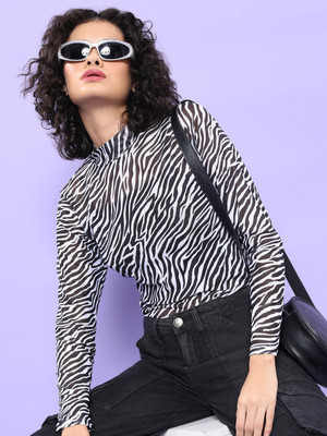 Tokyo Talkies Casual Printed Women Black, White Top