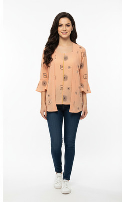 Girijesh Singh Casual Printed Women Pink Top