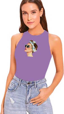 Fashion And Youth Casual Printed Women Purple Top