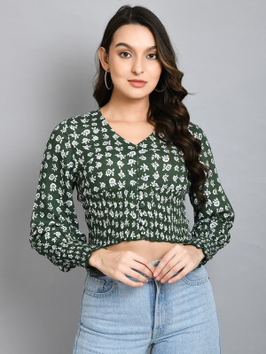 PRETTY LOVING THING Casual Printed Women Green Top