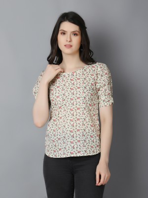 ZUVINO Casual Floral Print Women Grey Top