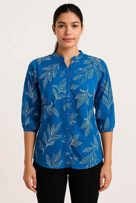 GLENZI Casual Printed Women White, Blue Top