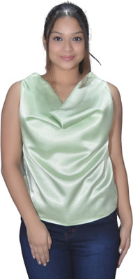 Leean Patterns Casual Solid Women Grey Top