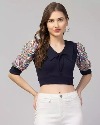 Fashion Passion India Casual Embroidered Women Multicolor Top