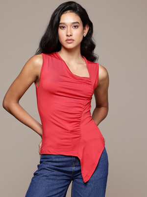 Roadster Casual Solid Women Red Top