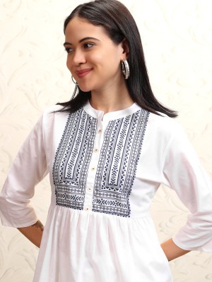 Vishudh Casual Printed Women White Top