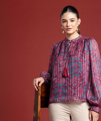 all about you Casual Printed Women Maroon Top