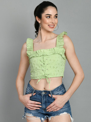 Azzurra Party Embroidered Women Green Top
