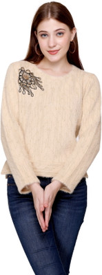 Elthia Casual Self Design Women Beige Top