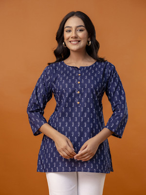 Feranoid Retail Casual Printed Women Dark Blue Top
