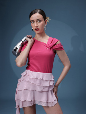 Arbiter Collection Casual Solid Women Pink Top