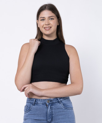 Mangeet Originals Party Solid Women Black Top