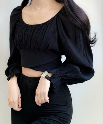 HouseOfCommon Casual Solid Women White Top