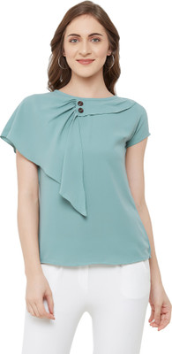 GO.4.IT Casual Short Sleeve Solid Women Green Top