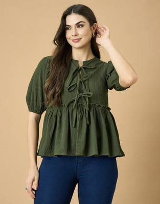 all about you Casual 3/4 Sleeve Printed Women Green Top