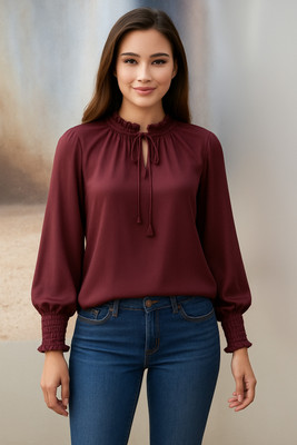 Swaroopi Casual Solid Women Maroon Top