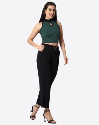 METRONAUT Casual Solid Women Black, Green Top