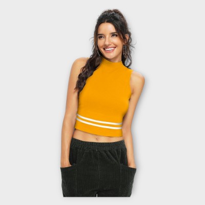 JIGNESH TEXTILES Casual Solid Women Yellow Top