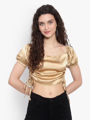 DD Enterprises Casual Printed Women Gold Top