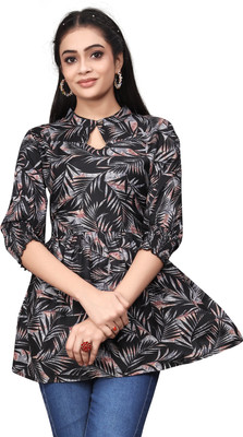 HEMANG FASHION Casual Printed Women Black Top