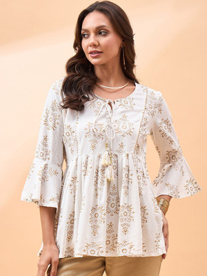 all about you Beach Wear Printed Women White Top