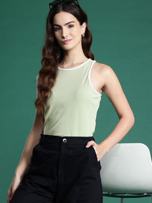 Dressberry Casual Solid Women Green Top