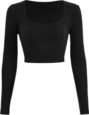 ZEROZABAR Casual Solid Women Black Top